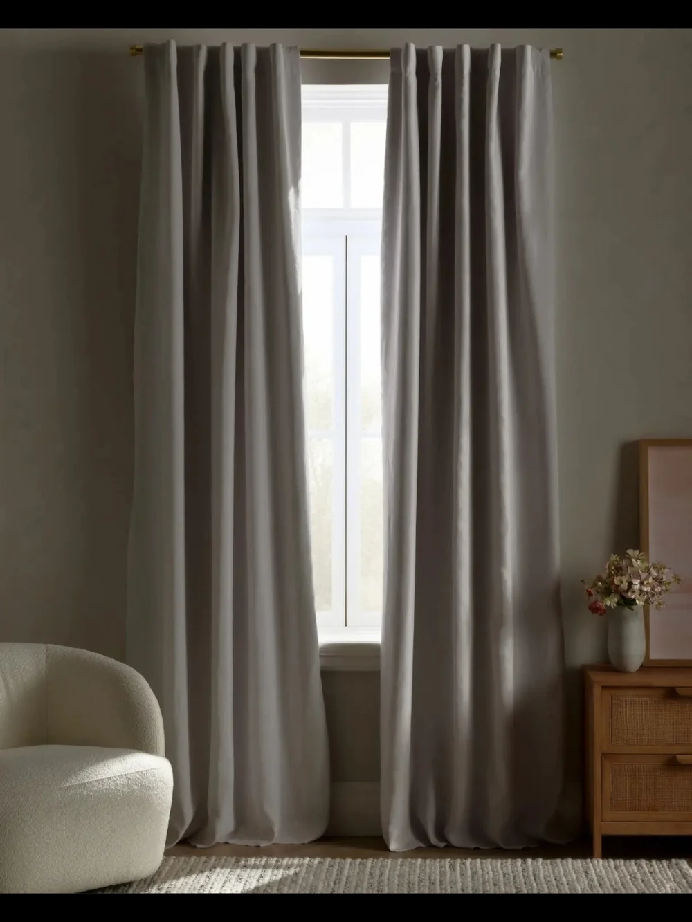 Quince 100% European Linen Curtain Panel 96